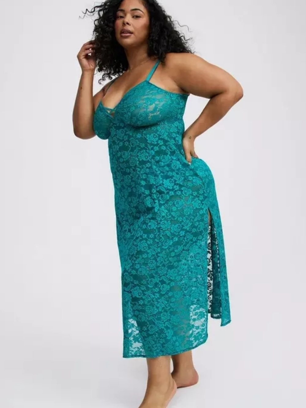 TORRID 2X Lace Wireless Tea Length Dress Lingerie Gown
